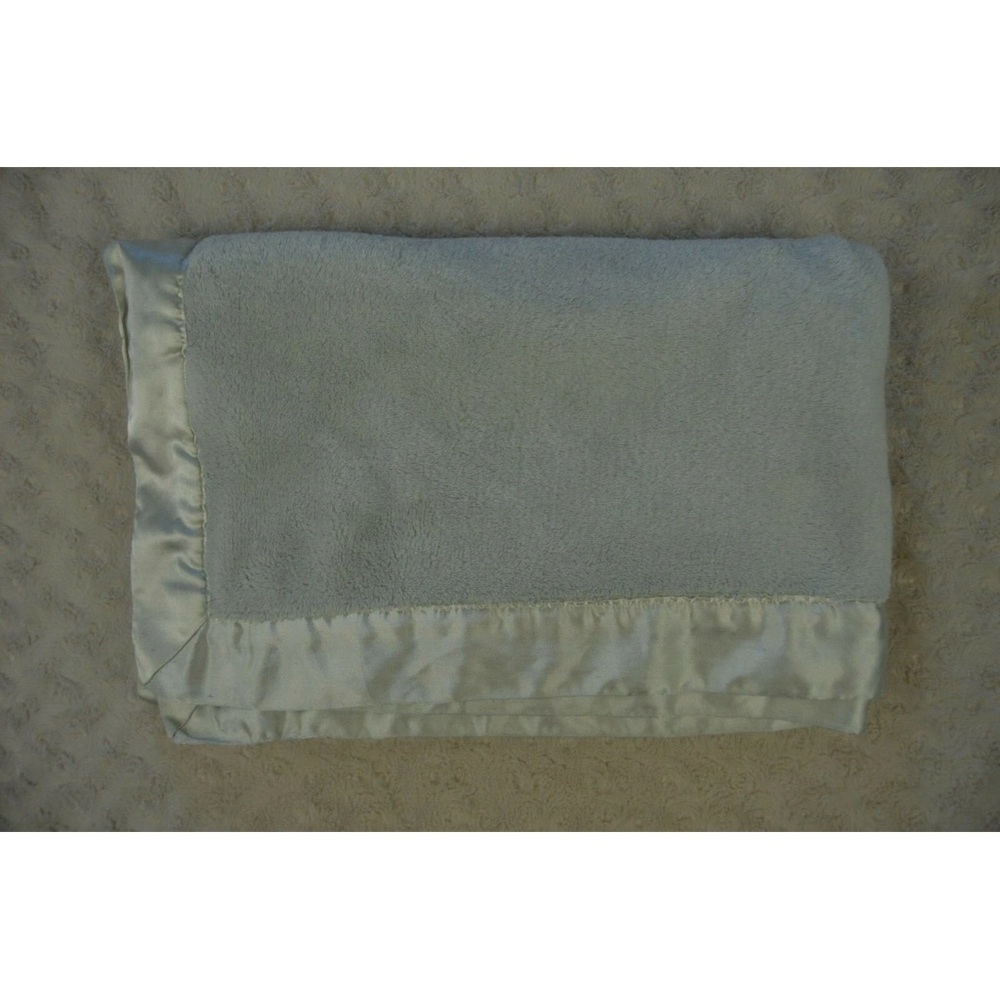 Adirondack Baby Solid Light Gray Baby Blanket Silky Satin Edge Lovey